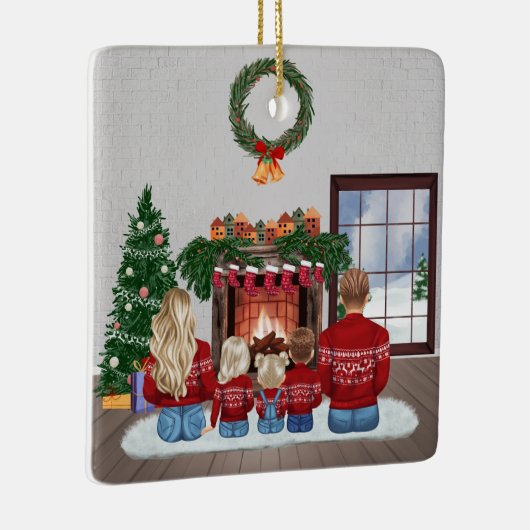Customizable Christmas Family Portrait Gift Keramisch Ornament (Rechts)