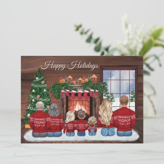 Customizable Christmas Family Portrait Invitation Kaart (Staand voorkant)