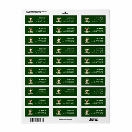 Customizable Christmas Kangaroo Green Return Label (Full Sheet)