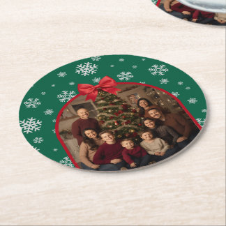 Customizable Christmas Paper Coaster – Personalize Ronde Kartonnen Onderzetter
