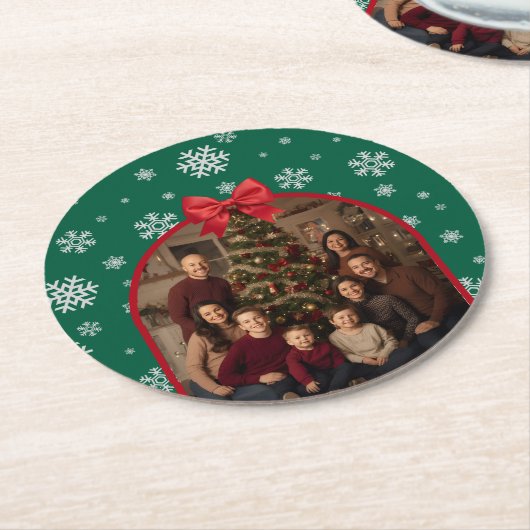 Customizable Christmas Paper Coaster – Personalize Ronde Kartonnen Onderzetter (Gebogen)