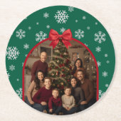 Customizable Christmas Paper Coaster – Personalize Ronde Kartonnen Onderzetter (Voorkant)
