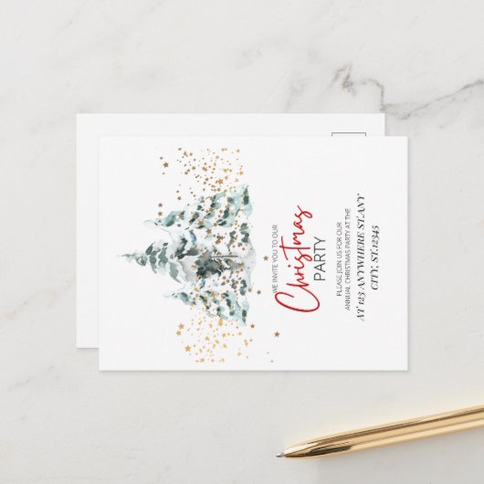 Customizable Christmas Party Postcard Briefkaart (Voorkant / Achterkant in situ)