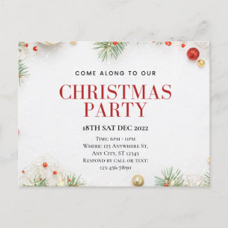 Customizable Christmas Party Postcard Briefkaart