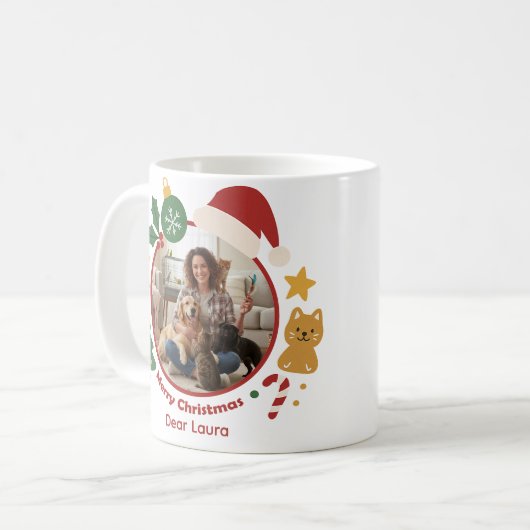 Customizable Christmas Pet Photo & Name Mug  Koffiemok (Voorkant links)