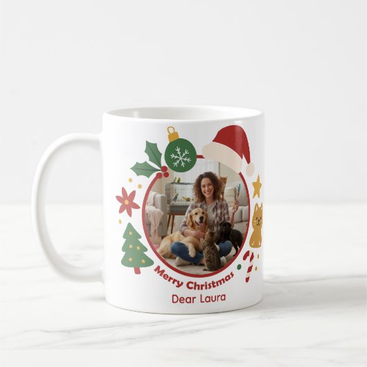 Customizable Christmas Pet Photo & Name Mug  Koffiemok (Links)