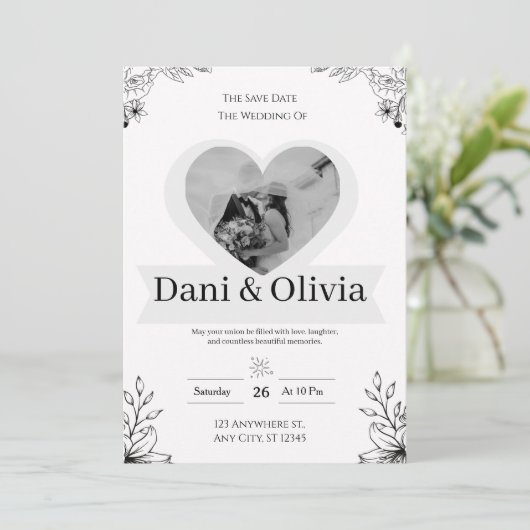 Customizable Classic Black Calligraphy Wedding  Kaart (Staand voorkant)