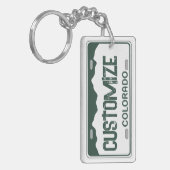 Customizable Colorado license plate green keychain (Voorkant Links)