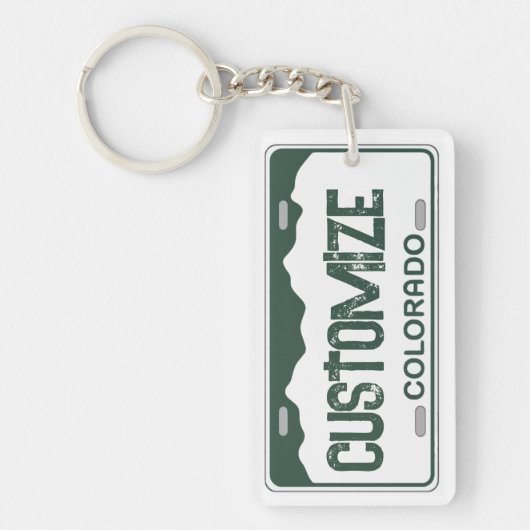 Customizable Colorado license plate green keychain (Voorkant)