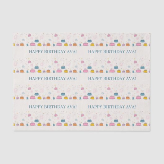 Customizable Confetti & Cake Birthday  Tissuepapier (Voorkant)