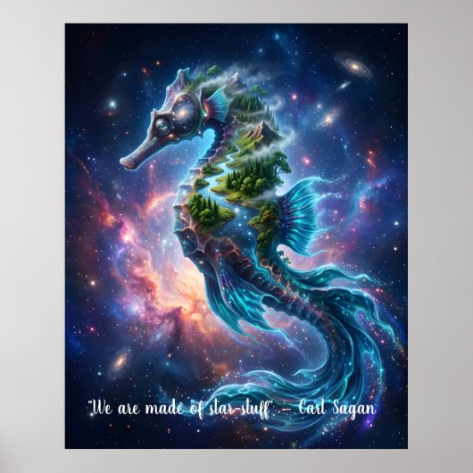 Customizable Cosmic Seahorse Poster (Voorkant)