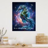 Customizable Cosmic Seahorse Poster (Keuken)