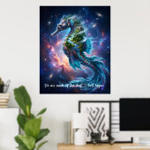 Customizable Cosmic Seahorse Poster (Thuiskantoor)