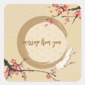 Customizable Crane and Plum Blossom Motif Vierkante Sticker (Voorkant)