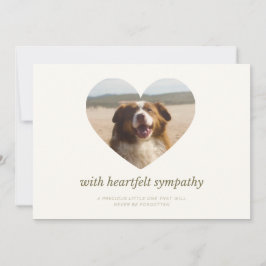 Customizable Cream Dog Pet Sympathy Card Heart  Feestdagenkaart
