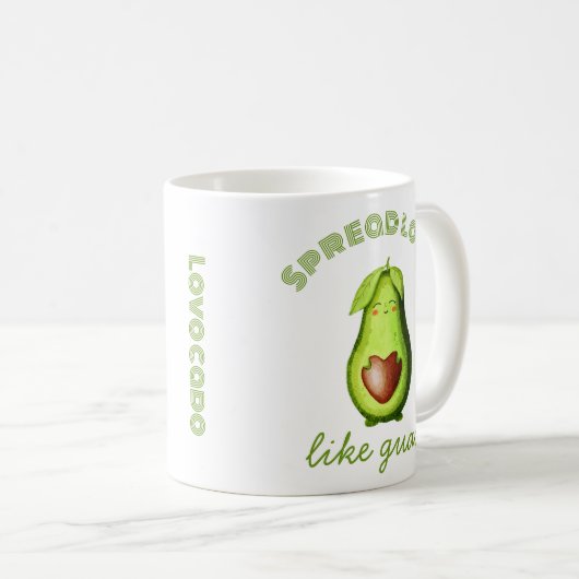 Customizable Cute Avocado Hand-drawn Original Art Koffiemok (Voorkant rechts)