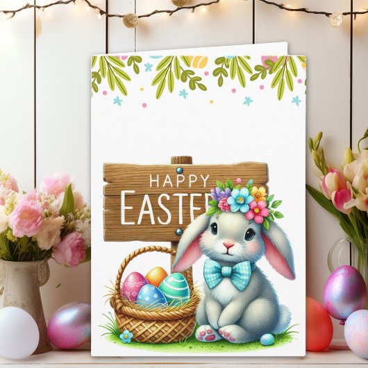 Customizable Cute Rabbit Easter Card Kaart