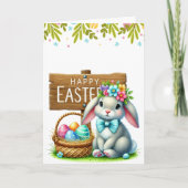 Customizable Cute Rabbit Easter Card Kaart (Voorkant)