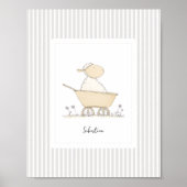 Customizable Cute Sheep Nursery Poster - Stripes (Voorkant)