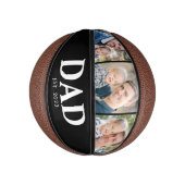 Customizable Dad Established 3 Photo Fathers Day Basketbal (Verticaal)
