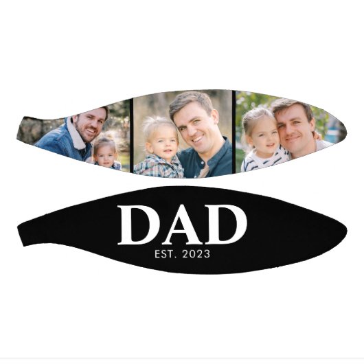 Customizable Dad Established 3 Photo Fathers Day Basketbal (Panelen)