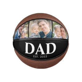 Customizable Dad Established 3 Photo Fathers Day Basketbal