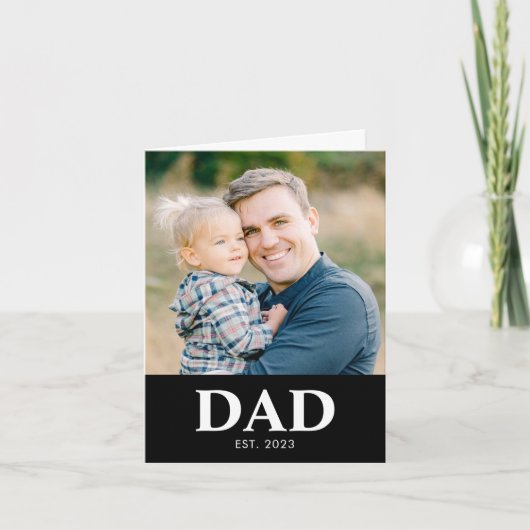 Customizable Dad Established Photo Fathers Day Kaart (Voorkant)