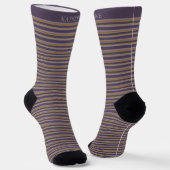 Customizable Dark Plum Purple Grey Stripes Sokken (Gebogen)