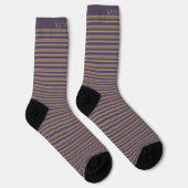 Customizable Dark Plum Purple Grey Stripes Sokken (Rechts)