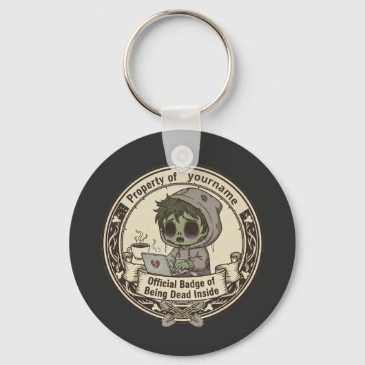 Customizable Dead Inside Badge  Sleutelhanger (Voorkant)