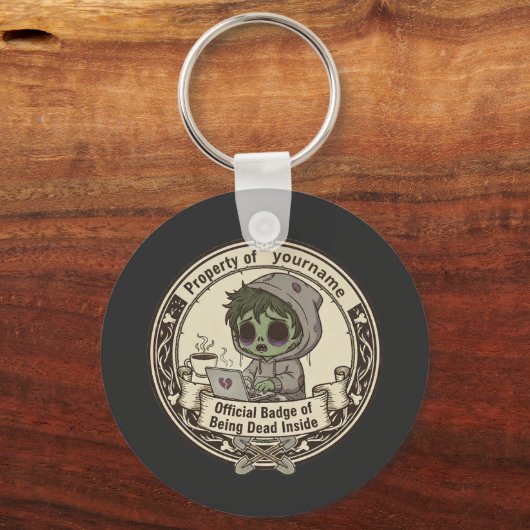 Customizable Dead Inside Badge  Sleutelhanger (Voorkant)