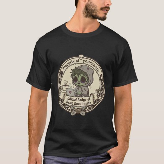 Customizable Dead Inside Badge T-Shirt (Voorkant)