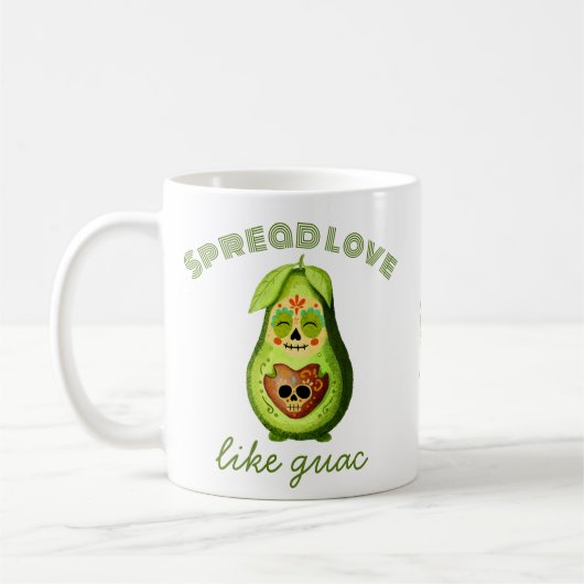 Customizable Dia de los Muertos Avocado Character Koffiemok (Links)