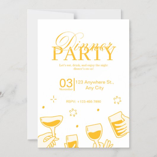 Customizable Dinner Party Invitation Card Magnetische Uitnodiging (Voorkant)