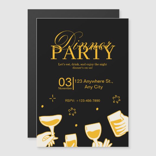Customizable Dinner Party Invitation Card Magnetische Uitnodiging (Voorkant / Achterkant)