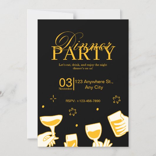 Customizable Dinner Party Invitation Card Magnetische Uitnodiging (Voorkant)