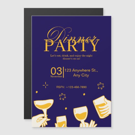 Customizable Dinner Party Invitation Card Magnetische Uitnodiging (Voorkant / Achterkant)