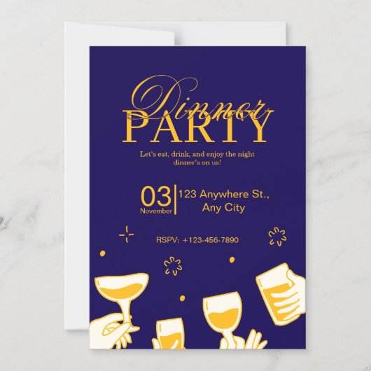 Customizable Dinner Party Invitation Card Magnetische Uitnodiging (Voorkant)