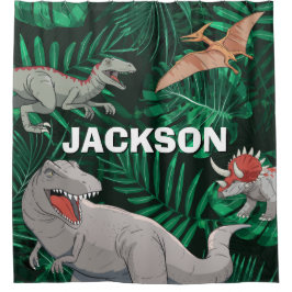 Customizable Dinosaur Kids Dino Jurassic Trex Boy Douchegordijn