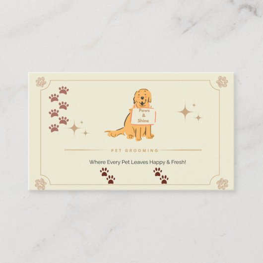 Customizable Dog & Cat Groomer Contact Card | Edit Visitekaartje (Voorkant)