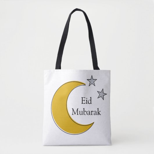 Customizable Eid Tote Bag with Crescent & Stars (Voorkant)
