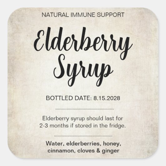 Customizable Elderberry Syrup Label ZEB_02 (Voorkant)