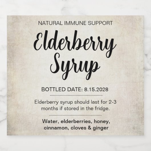 Customizable Elderberry Syrup Label ZEB_02 Bier Etiket (Enkel label)