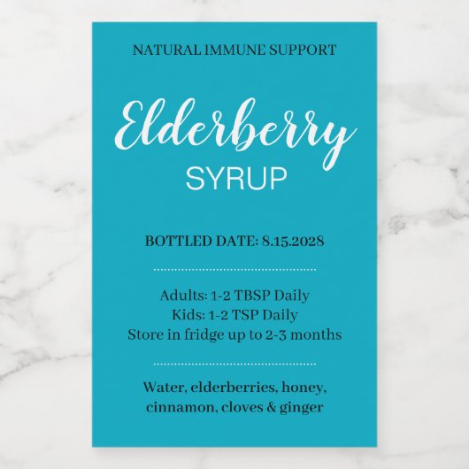 Customizable Elderberry Syrup Label ZEB_03c Wijn Etiket (Enkel label)