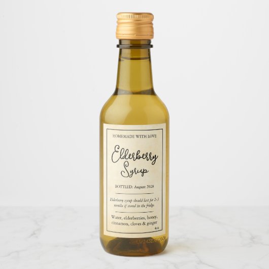 Customizable Elderberry Syrup Label ZEB_05a Wijn Etiket (Voorkant)