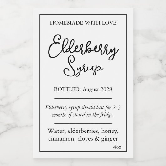 Customizable Elderberry Syrup Label ZEB_05b Wijn Etiket (Enkel label)