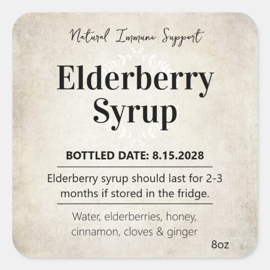 Customizable Elderberry Syrup Label ZEB_06b (Voorkant)