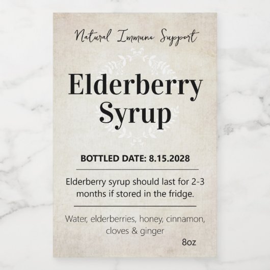 Customizable Elderberry Syrup Label ZEB_06b Wijn Etiket (Enkel label)