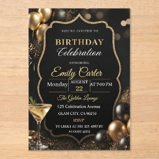 Customizable Elegant Birthday Magnetic Invitation Acryl Uitnodigingen