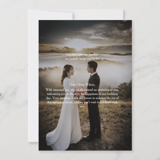Customizable Elegant Photo Wedding Invitation Kaart (Voorkant)